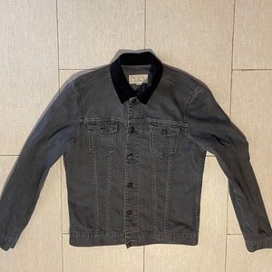 All Saints Grey Denim Jacket with Black Corduroy Collar - EUC
